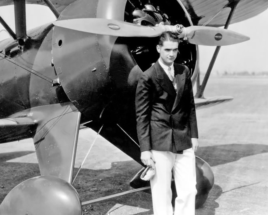 millionaire Howard Hughes at the plane The eccentric Howard Hughes near the plane